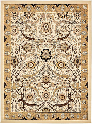 Ivory 9' x 12' Espahan Rectangle Area Rug 100% Polypropylene Stain Resistant Carpet With Cotton Backing Vivid Colorful Traditional Interior Design for Sale at Rug Engine