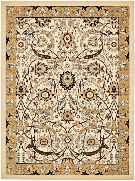 Ivory 9' x 12' Espahan Rectangle Area Rug 100% Polypropylene Stain Resistant Carpet With Cotton Backing Vivid Colorful Traditional Interior Design for Sale at Rug Engine