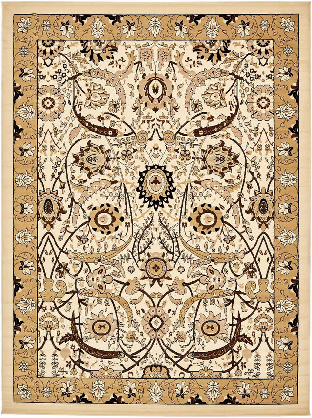 Ivory 9' x 12' Espahan Rectangle Area Rug 100% Polypropylene Stain Resistant Carpet With Cotton Backing Vivid Colorful Traditional Interior Design for Sale at Rug Engine