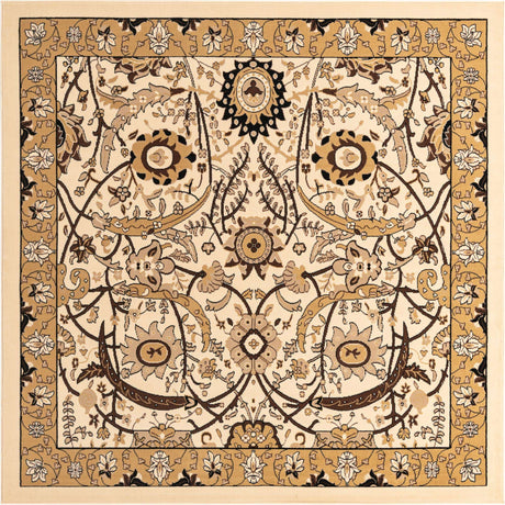 Ivory 7' 10 x 7' 10 Espahan Square Area Rug 100% Polypropylene Stain Resistant Carpet With Cotton Backing Vivid Colorful Traditional Interior Design for Sale at Rug Engine