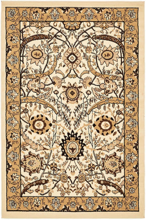 Ivory 4' 1 x 6' 1 Espahan Rectangle Area Rug 100% Polypropylene Stain Resistant Carpet With Cotton Backing Vivid Colorful Traditional Interior Design for Sale at Rug Engine