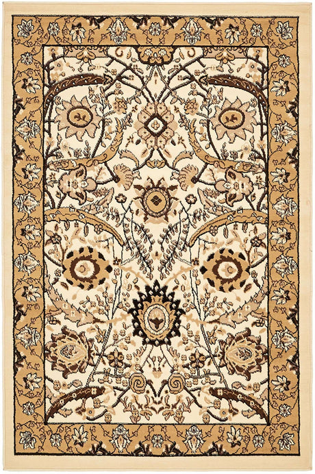 Ivory 4' 1 x 6' 1 Espahan Rectangle Area Rug 100% Polypropylene Stain Resistant Carpet With Cotton Backing Vivid Colorful Traditional Interior Design for Sale at Rug Engine