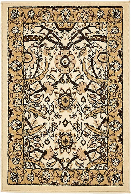 Ivory 2' x 3' 1 Espahan Rectangle Area Rug 100% Polypropylene Stain Resistant Carpet With Cotton Backing Vivid Colorful Traditional Interior Design for Sale at Rug Engine