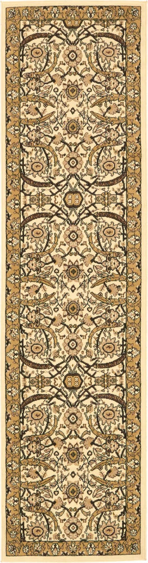Ivory 2' 7 x 10' Espahan Runner Area Rug 100% Polypropylene Stain Resistant Carpet With Cotton Backing Vivid Colorful Traditional Interior Design for Sale at Rug Engine