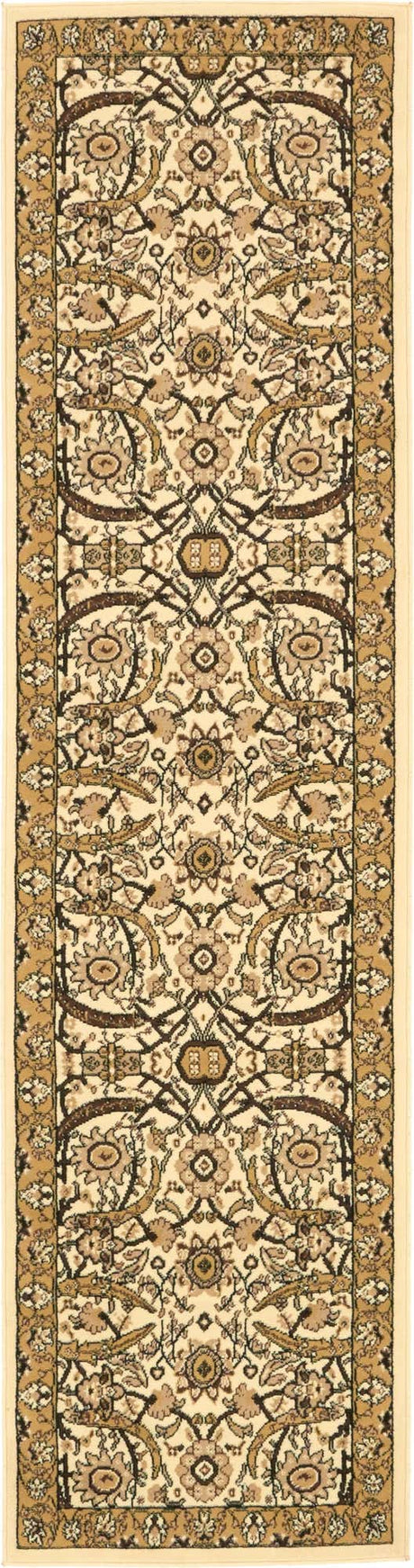 Ivory 2' 7 x 10' Espahan Runner Area Rug 100% Polypropylene Stain Resistant Carpet With Cotton Backing Vivid Colorful Traditional Interior Design for Sale at Rug Engine