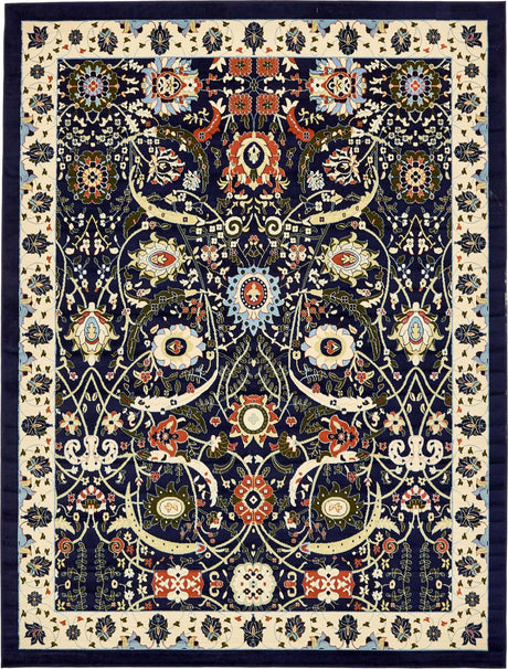 Navy Blue 10' x 13' 1 Espahan Rectangle Area Rug 100% Polypropylene Stain Resistant Carpet With Cotton Backing Vivid Colorful Traditional Interior Design for Sale at Rug Engine