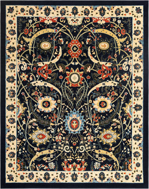 Navy Blue 7' 10 x 10' Espahan Rectangle Area Rug 100% Polypropylene Stain Resistant Carpet With Cotton Backing Vivid Colorful Traditional Interior Design for Sale at Rug Engine