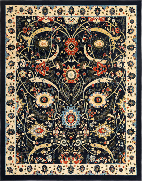 Navy Blue 7' 10 x 10' Espahan Rectangle Area Rug 100% Polypropylene Stain Resistant Carpet With Cotton Backing Vivid Colorful Traditional Interior Design for Sale at Rug Engine