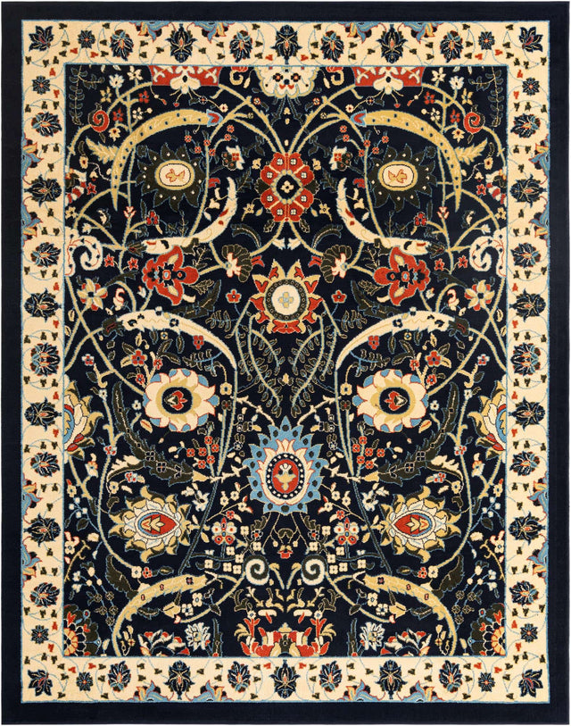 Navy Blue 7' 10 x 10' Espahan Rectangle Area Rug 100% Polypropylene Stain Resistant Carpet With Cotton Backing Vivid Colorful Traditional Interior Design for Sale at Rug Engine