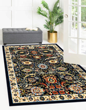 Navy Blue 7' 10 x 10' Espahan Rectangle Area Rug 100% Polypropylene Stain Resistant Carpet With Cotton Backing Vivid Colorful Traditional Interior Design for Sale at Rug Engine