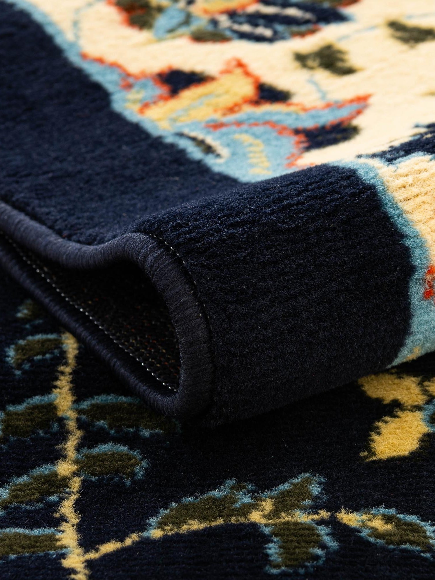 Navy Blue 9' x 12' Espahan Rectangle Area Rug 100% Polypropylene Stain Resistant Carpet With Cotton Backing Vivid Colorful Traditional Interior Design for Sale at Rug Engine