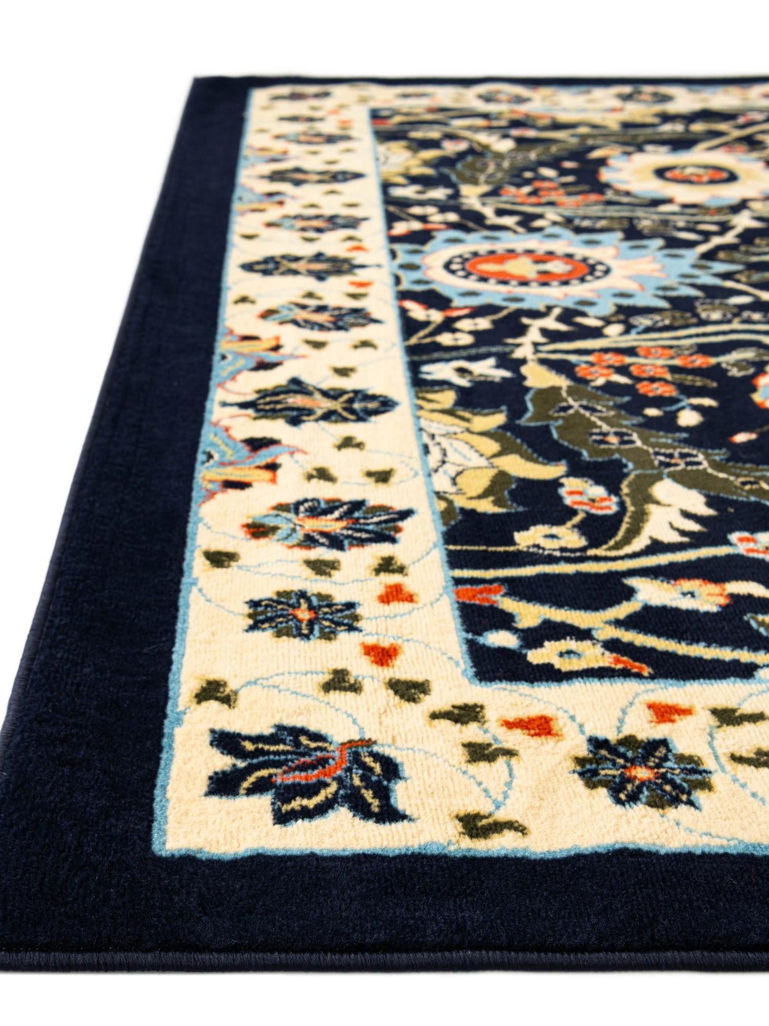 Navy Blue 10' x 13' 1 Espahan Rectangle Area Rug 100% Polypropylene Stain Resistant Carpet With Cotton Backing Vivid Colorful Traditional Interior Design for Sale at Rug Engine