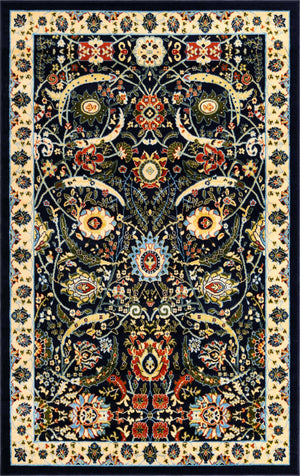 Navy Blue 5' 3 x 8' Espahan Rectangle Area Rug 100% Polypropylene Stain Resistant Carpet With Cotton Backing Vivid Colorful Traditional Interior Design for Sale at Rug Engine