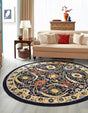 Navy Blue 7' 10 x 7' 10 Espahan Round Area Rug 100% Polypropylene Stain Resistant Carpet With Cotton Backing Vivid Colorful Traditional Interior Design for Sale at Rug Engine