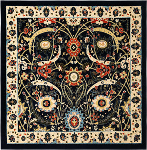Navy Blue 7' 10 x 7' 10 Espahan Square Area Rug 100% Polypropylene Stain Resistant Carpet With Cotton Backing Vivid Colorful Traditional Interior Design for Sale at Rug Engine