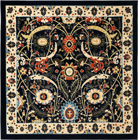 Navy Blue 7' 10 x 7' 10 Espahan Square Area Rug 100% Polypropylene Stain Resistant Carpet With Cotton Backing Vivid Colorful Traditional Interior Design for Sale at Rug Engine