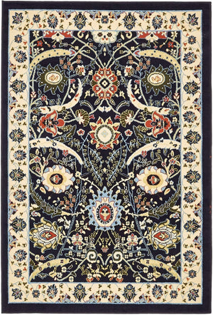 Navy Blue 4' 1 x 6' 1 Espahan Rectangle Area Rug 100% Polypropylene Stain Resistant Carpet With Cotton Backing Vivid Colorful Traditional Interior Design for Sale at Rug Engine