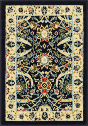 Navy Blue 2' x 3' 1 Espahan Rectangle Area Rug 100% Polypropylene Stain Resistant Carpet With Cotton Backing Vivid Colorful Traditional Interior Design for Sale at Rug Engine