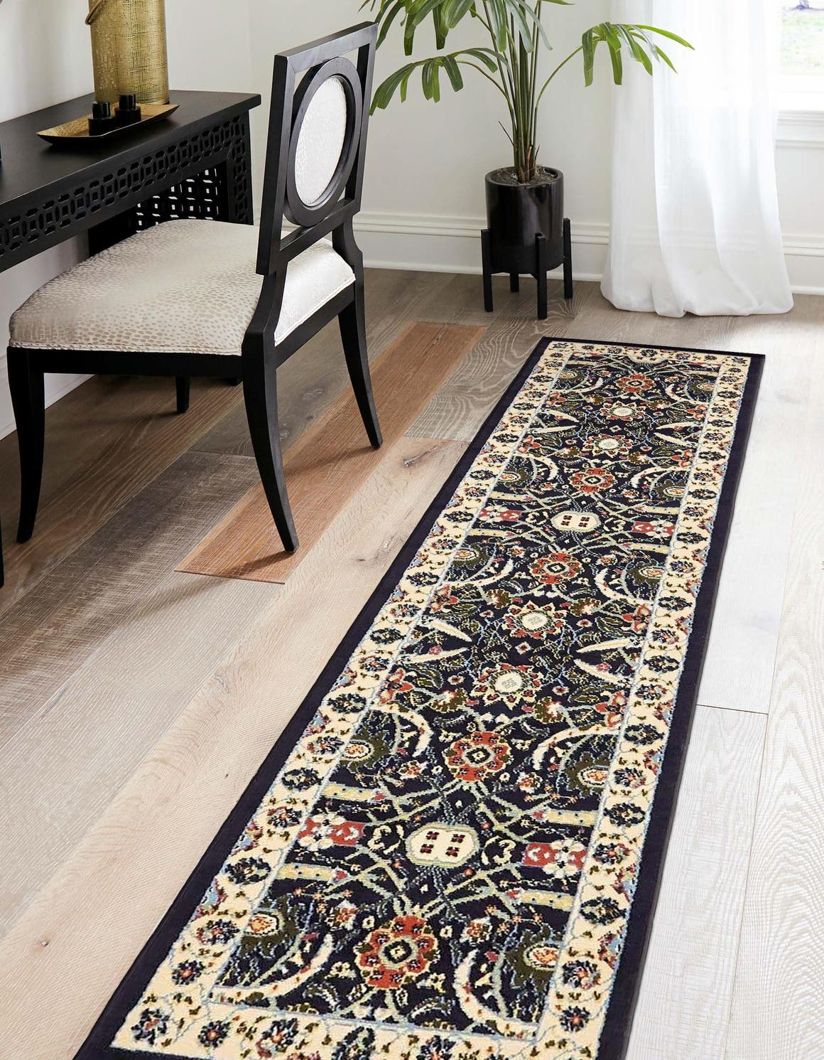 Navy Blue 2' 7 x 10' Espahan Runner Area Rug 100% Polypropylene Stain Resistant Carpet With Cotton Backing Vivid Colorful Traditional Interior Design for Sale at Rug Engine