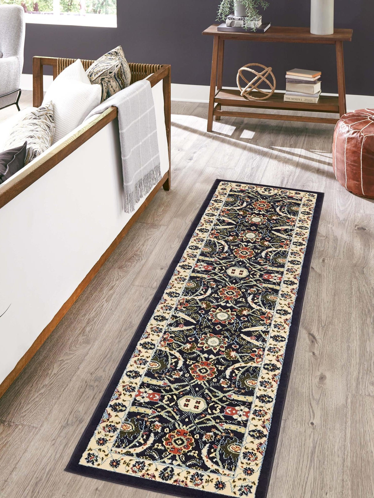 Navy Blue 2' x 8' 2 Espahan Runner Area Rug 100% Polypropylene Stain Resistant Carpet With Cotton Backing Vivid Colorful Traditional Interior Design for Sale at Rug Engine