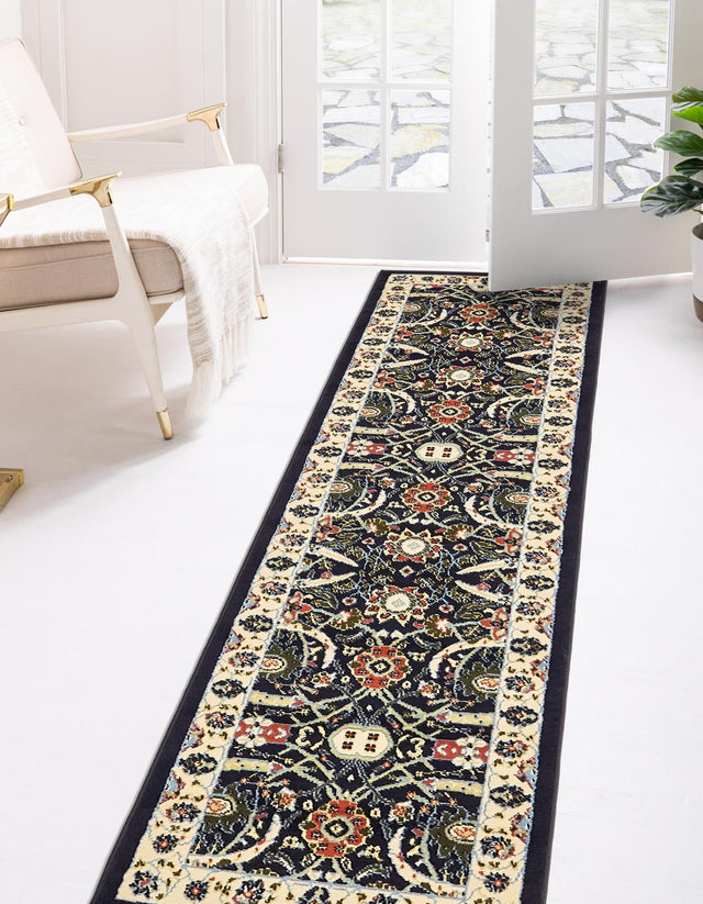 Navy Blue 2' x 8' 2 Espahan Runner Area Rug 100% Polypropylene Stain Resistant Carpet With Cotton Backing Vivid Colorful Traditional Interior Design for Sale at Rug Engine