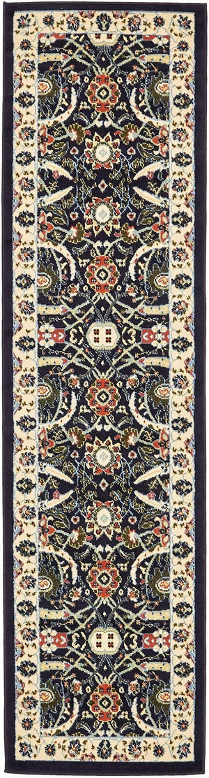 Navy Blue 2' x 8' 2 Espahan Runner Area Rug 100% Polypropylene Stain Resistant Carpet With Cotton Backing Vivid Colorful Traditional Interior Design for Sale at Rug Engine