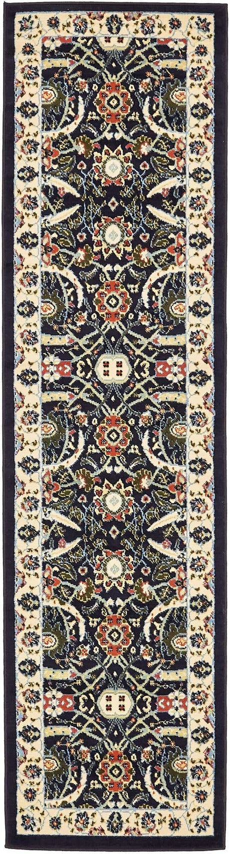 Navy Blue 2' x 8' 2 Espahan Runner Area Rug 100% Polypropylene Stain Resistant Carpet With Cotton Backing Vivid Colorful Traditional Interior Design for Sale at Rug Engine