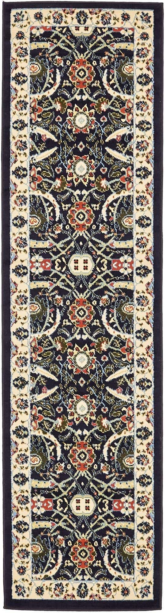 Navy Blue 2' x 8' 2 Espahan Runner Area Rug 100% Polypropylene Stain Resistant Carpet With Cotton Backing Vivid Colorful Traditional Interior Design for Sale at Rug Engine