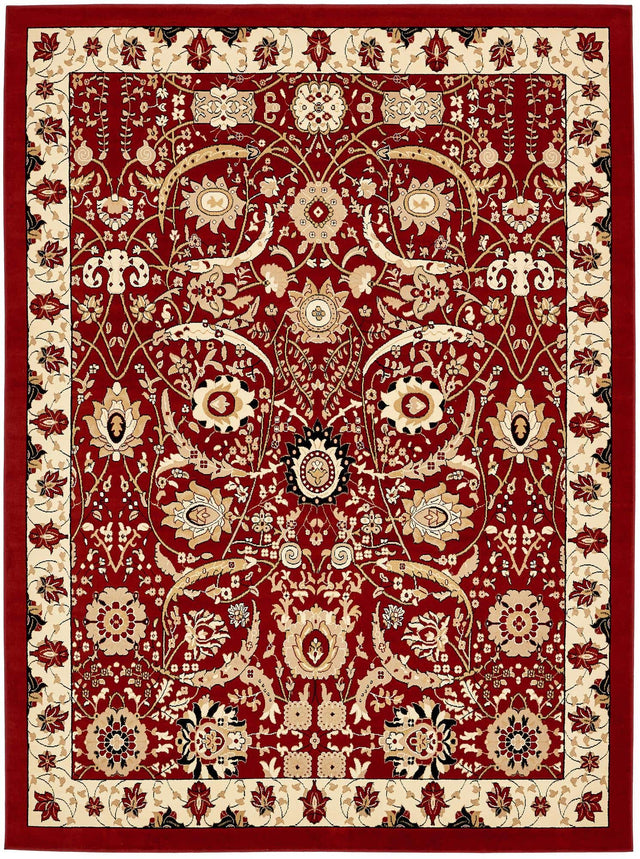 Red 10' x 13' 1 Espahan Rectangle Area Rug 100% Polypropylene Stain Resistant Carpet With Cotton Backing Vivid Colorful Traditional Interior Design for Sale at Rug Engine