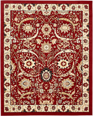 Red 7' 10 x 10' Espahan Rectangle Area Rug 100% Polypropylene Stain Resistant Carpet With Cotton Backing Vivid Colorful Traditional Interior Design for Sale at Rug Engine