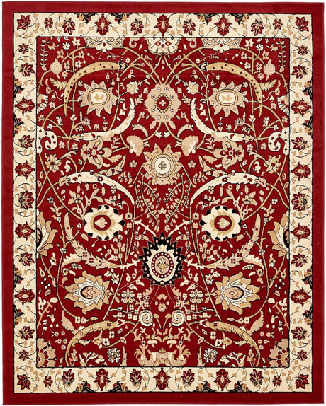 Red 7' 10 x 10' Espahan Rectangle Area Rug 100% Polypropylene Stain Resistant Carpet With Cotton Backing Vivid Colorful Traditional Interior Design for Sale at Rug Engine