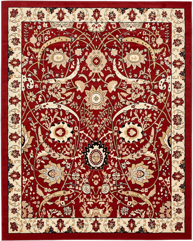 Red 7' 10 x 10' Espahan Rectangle Area Rug 100% Polypropylene Stain Resistant Carpet With Cotton Backing Vivid Colorful Traditional Interior Design for Sale at Rug Engine