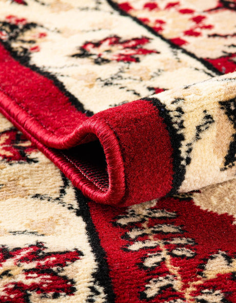 Red 7' 1 x 10' Espahan Rectangle Area Rug 100% Polypropylene Stain Resistant Carpet With Cotton Backing Vivid Colorful Traditional Interior Design for Sale at Rug Engine