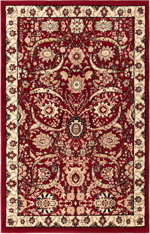 Red 5' 3 x 8' Espahan Rectangle Area Rug 100% Polypropylene Stain Resistant Carpet With Cotton Backing Vivid Colorful Traditional Interior Design for Sale at Rug Engine