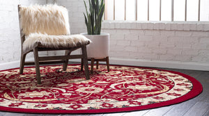 Red 7' 10 x 7' 10 Espahan Round Area Rug 100% Polypropylene Stain Resistant Carpet With Cotton Backing Vivid Colorful Traditional Interior Design for Sale at Rug Engine