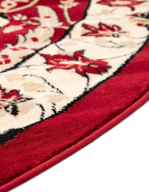 Red 7' 10 x 7' 10 Espahan Round Area Rug 100% Polypropylene Stain Resistant Carpet With Cotton Backing Vivid Colorful Traditional Interior Design for Sale at Rug Engine