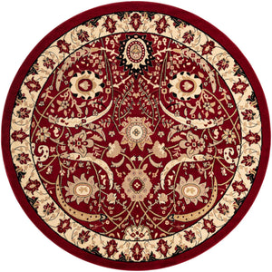 Red 7' 10 x 7' 10 Espahan Round Area Rug 100% Polypropylene Stain Resistant Carpet With Cotton Backing Vivid Colorful Traditional Interior Design for Sale at Rug Engine