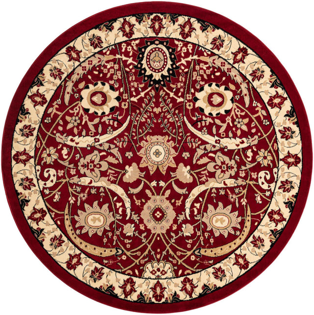 Red 7' 10 x 7' 10 Espahan Round Area Rug 100% Polypropylene Stain Resistant Carpet With Cotton Backing Vivid Colorful Traditional Interior Design for Sale at Rug Engine