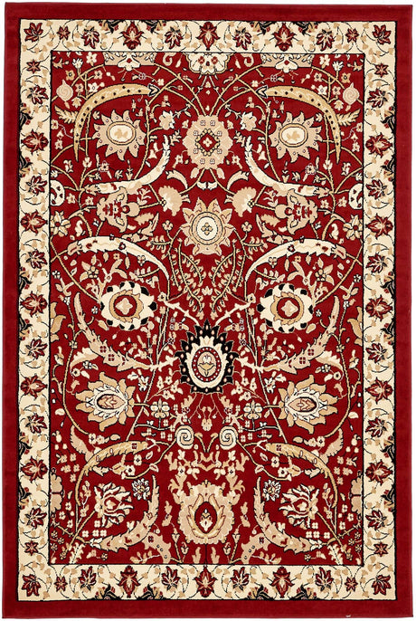 Red 6' 1 x 9' Espahan Rectangle Area Rug 100% Polypropylene Stain Resistant Carpet With Cotton Backing Vivid Colorful Traditional Interior Design for Sale at Rug Engine