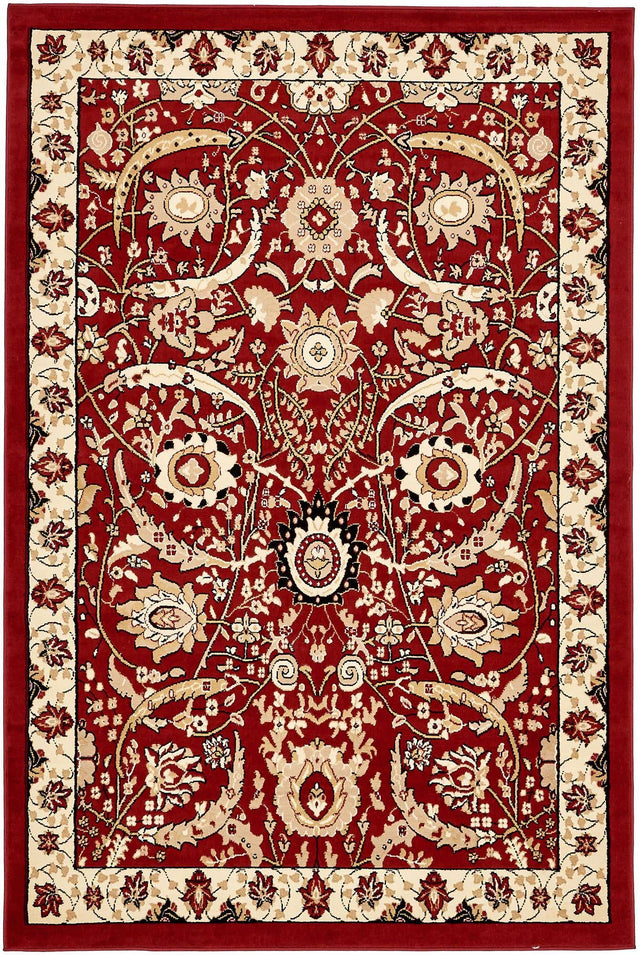Red 6' 1 x 9' Espahan Rectangle Area Rug 100% Polypropylene Stain Resistant Carpet With Cotton Backing Vivid Colorful Traditional Interior Design for Sale at Rug Engine