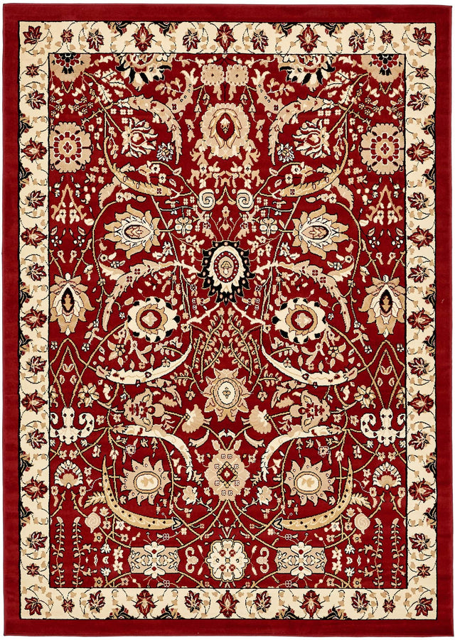 Red 7' 1 x 10' Espahan Rectangle Area Rug 100% Polypropylene Stain Resistant Carpet With Cotton Backing Vivid Colorful Traditional Interior Design for Sale at Rug Engine