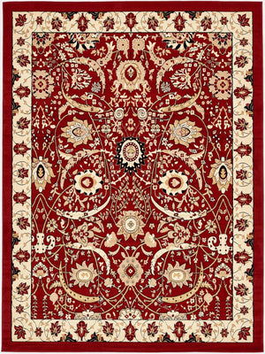 Red 9' x 12' Espahan Rectangle Area Rug 100% Polypropylene Stain Resistant Carpet With Cotton Backing Vivid Colorful Traditional Interior Design for Sale at Rug Engine