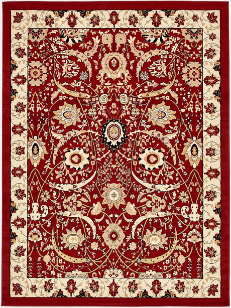 Red 9' x 12' Espahan Rectangle Area Rug 100% Polypropylene Stain Resistant Carpet With Cotton Backing Vivid Colorful Traditional Interior Design for Sale at Rug Engine