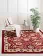 Red 7' 10 x 7' 10 Espahan Square Area Rug 100% Polypropylene Stain Resistant Carpet With Cotton Backing Vivid Colorful Traditional Interior Design for Sale at Rug Engine