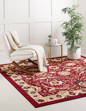 Red 7' 10 x 7' 10 Espahan Square Area Rug 100% Polypropylene Stain Resistant Carpet With Cotton Backing Vivid Colorful Traditional Interior Design for Sale at Rug Engine