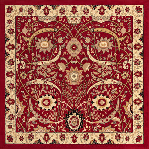 Red 7' 10 x 7' 10 Espahan Square Area Rug 100% Polypropylene Stain Resistant Carpet With Cotton Backing Vivid Colorful Traditional Interior Design for Sale at Rug Engine
