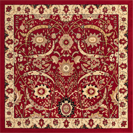 Red 7' 10 x 7' 10 Espahan Square Area Rug 100% Polypropylene Stain Resistant Carpet With Cotton Backing Vivid Colorful Traditional Interior Design for Sale at Rug Engine