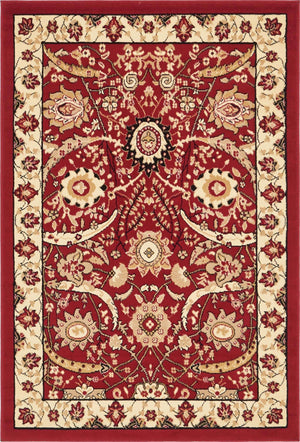 Red 4' 1 x 6' 1 Espahan Rectangle Area Rug 100% Polypropylene Stain Resistant Carpet With Cotton Backing Vivid Colorful Traditional Interior Design for Sale at Rug Engine