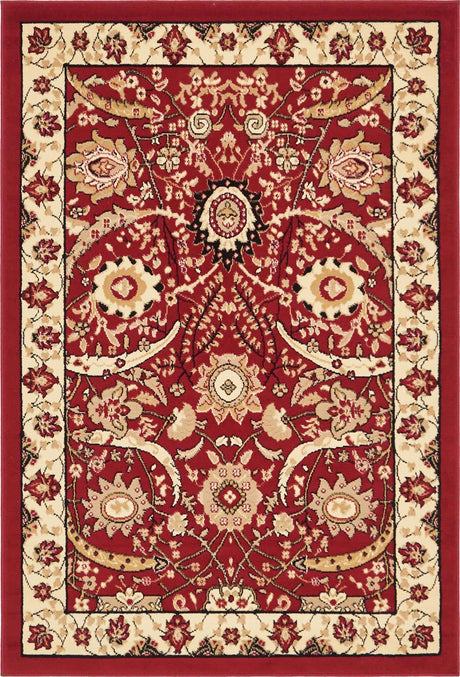 Red 4' 1 x 6' 1 Espahan Rectangle Area Rug 100% Polypropylene Stain Resistant Carpet With Cotton Backing Vivid Colorful Traditional Interior Design for Sale at Rug Engine