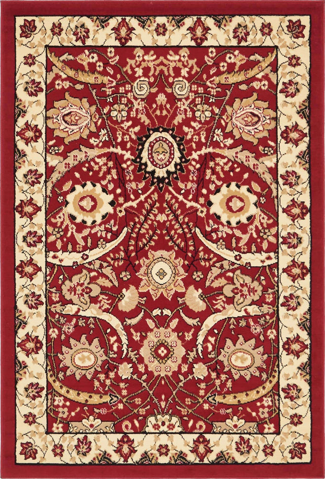 Red 4' 1 x 6' 1 Espahan Rectangle Area Rug 100% Polypropylene Stain Resistant Carpet With Cotton Backing Vivid Colorful Traditional Interior Design for Sale at Rug Engine